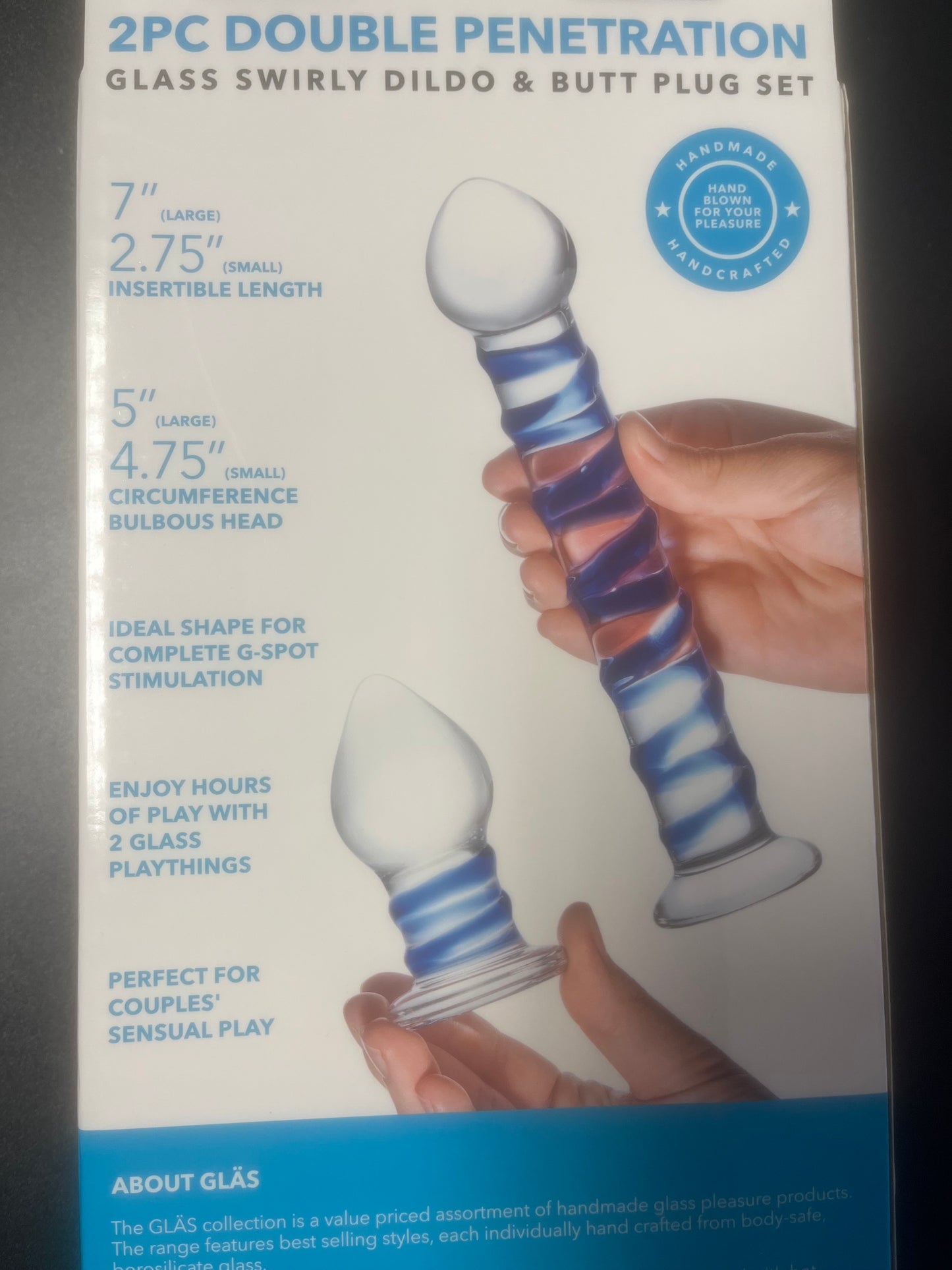 gläs Double Penetration Swirly Dildo & Plug Set