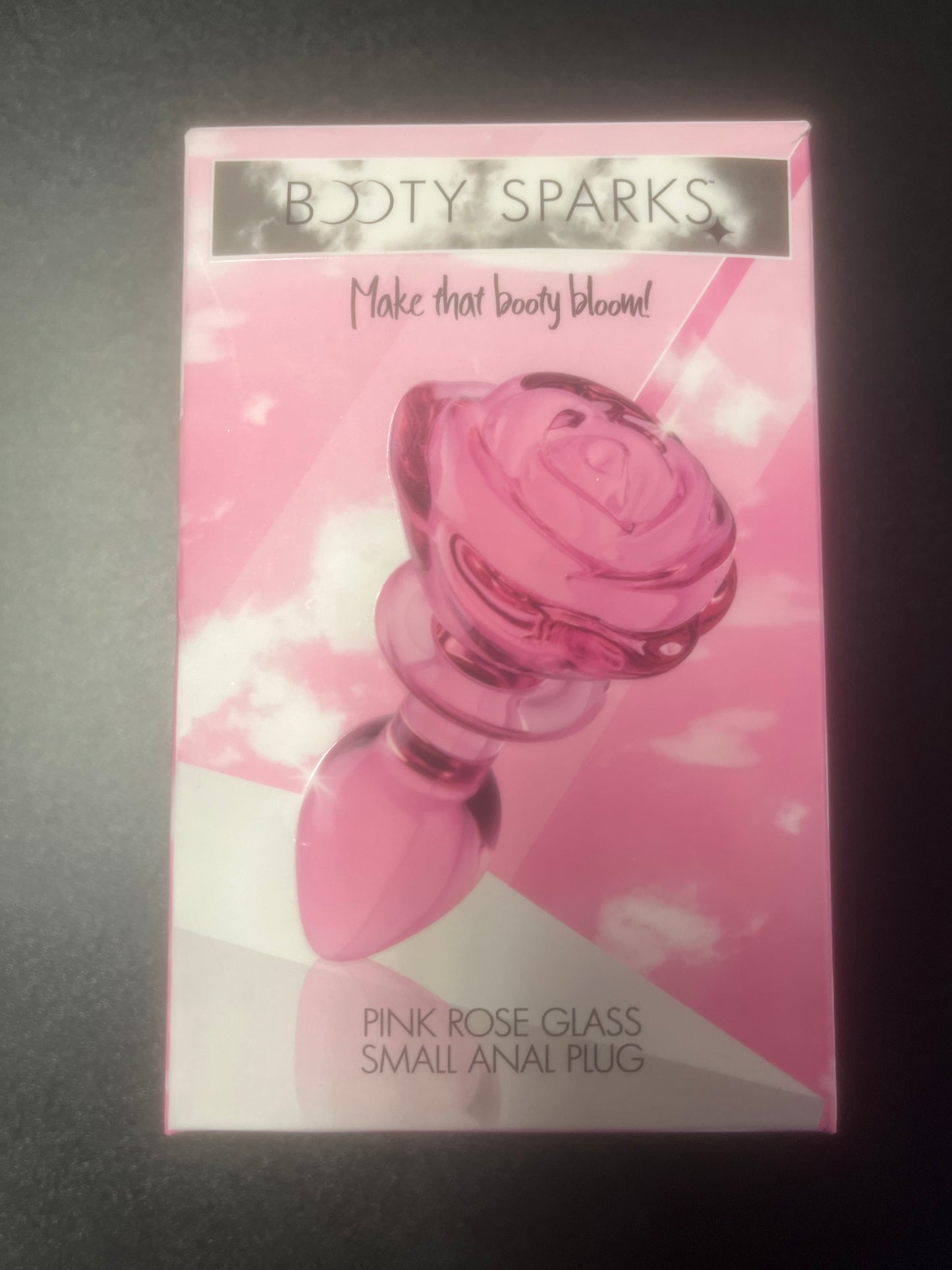 Booty Sparks Pink Rose Glass Anal Plug -Small