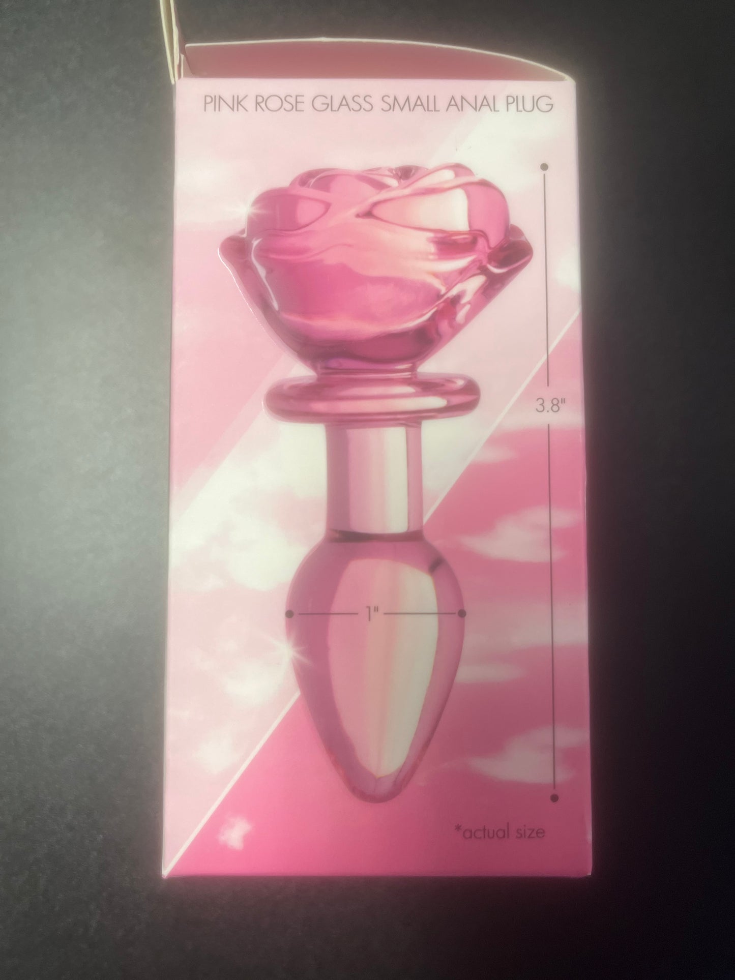 Booty Sparks Pink Rose Glass Anal Plug -Small