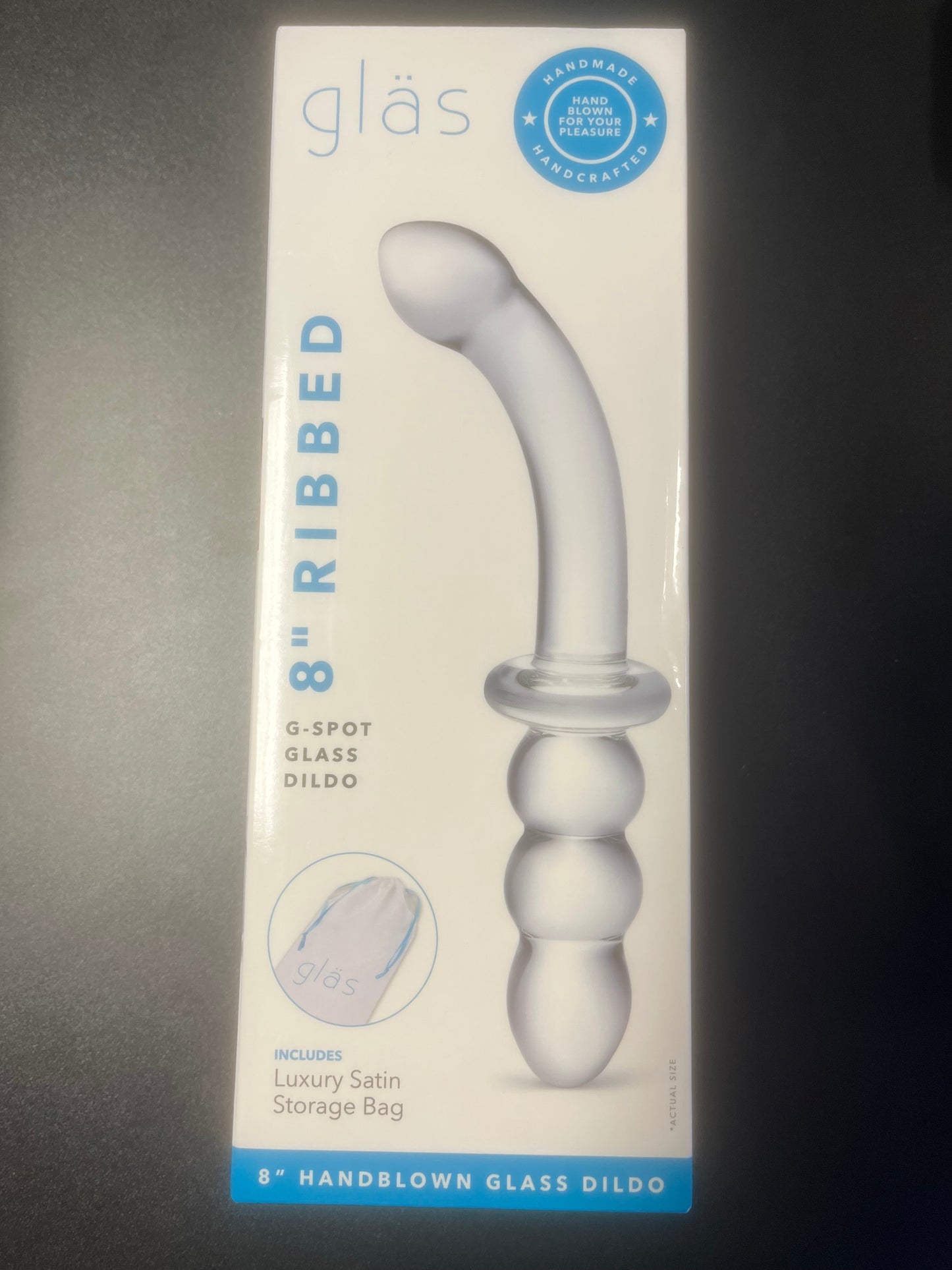 gläs 8 Inch Ribbed G-Spot Glass Dildo