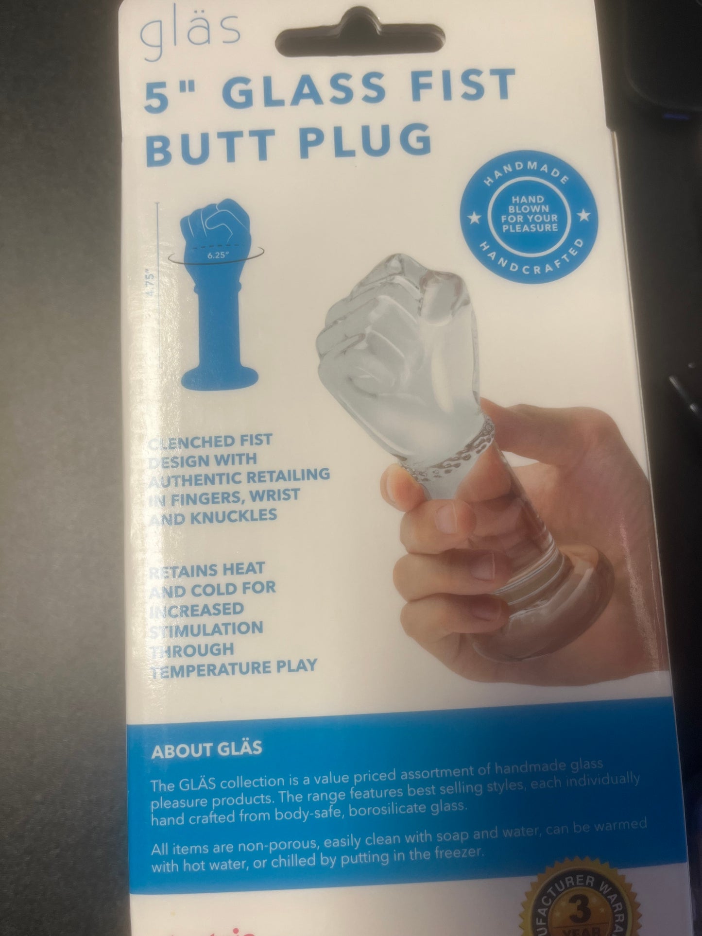 gläs 5 Inch Glass Fist Butt Plug