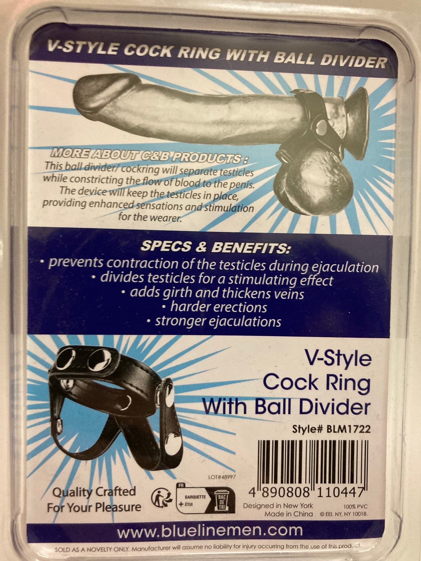 Leather V-Style Cock Ring with Ball Divider