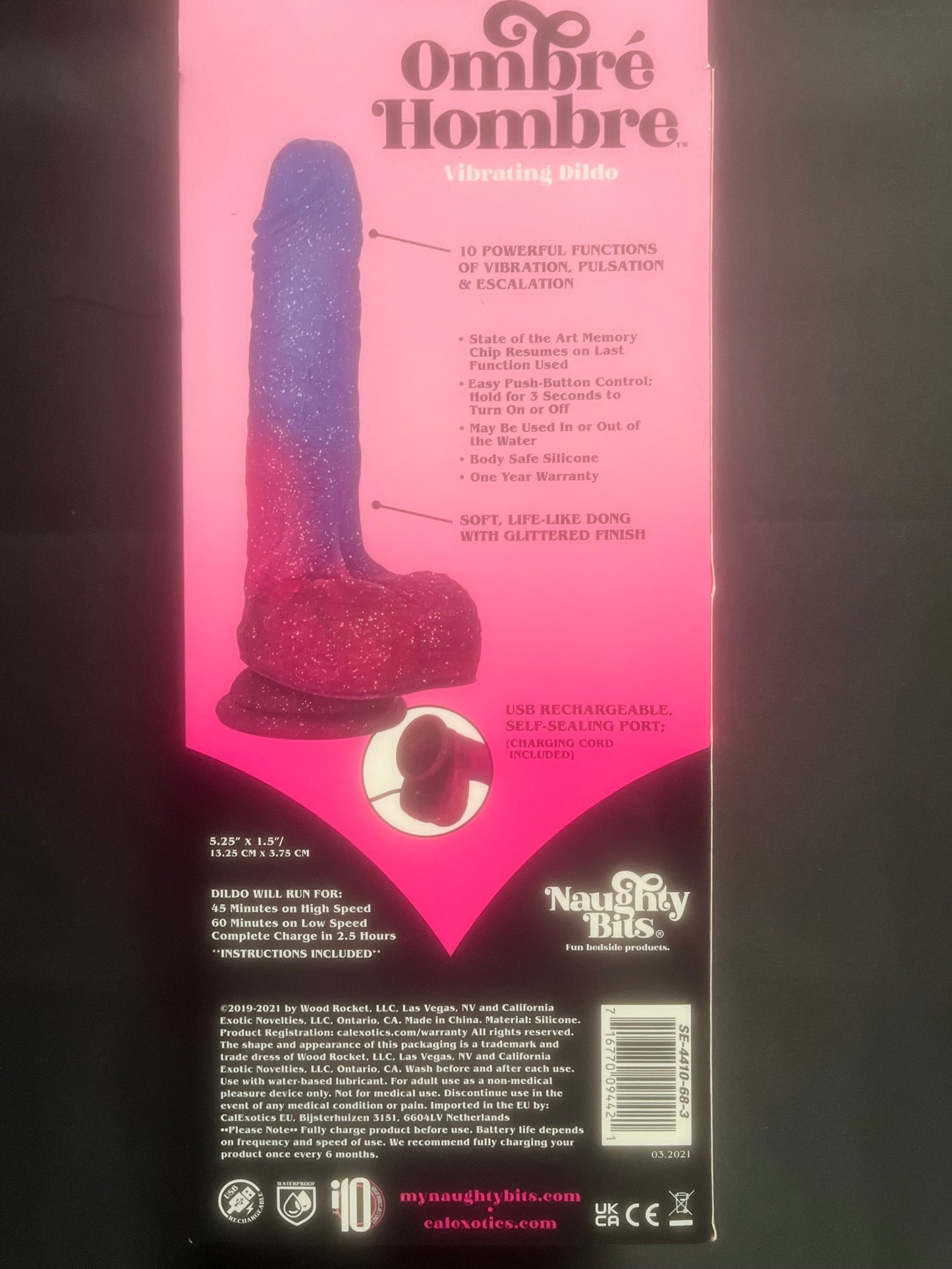 CalExotics Naughty Bits Ombré Hombre Vibrating Dildo