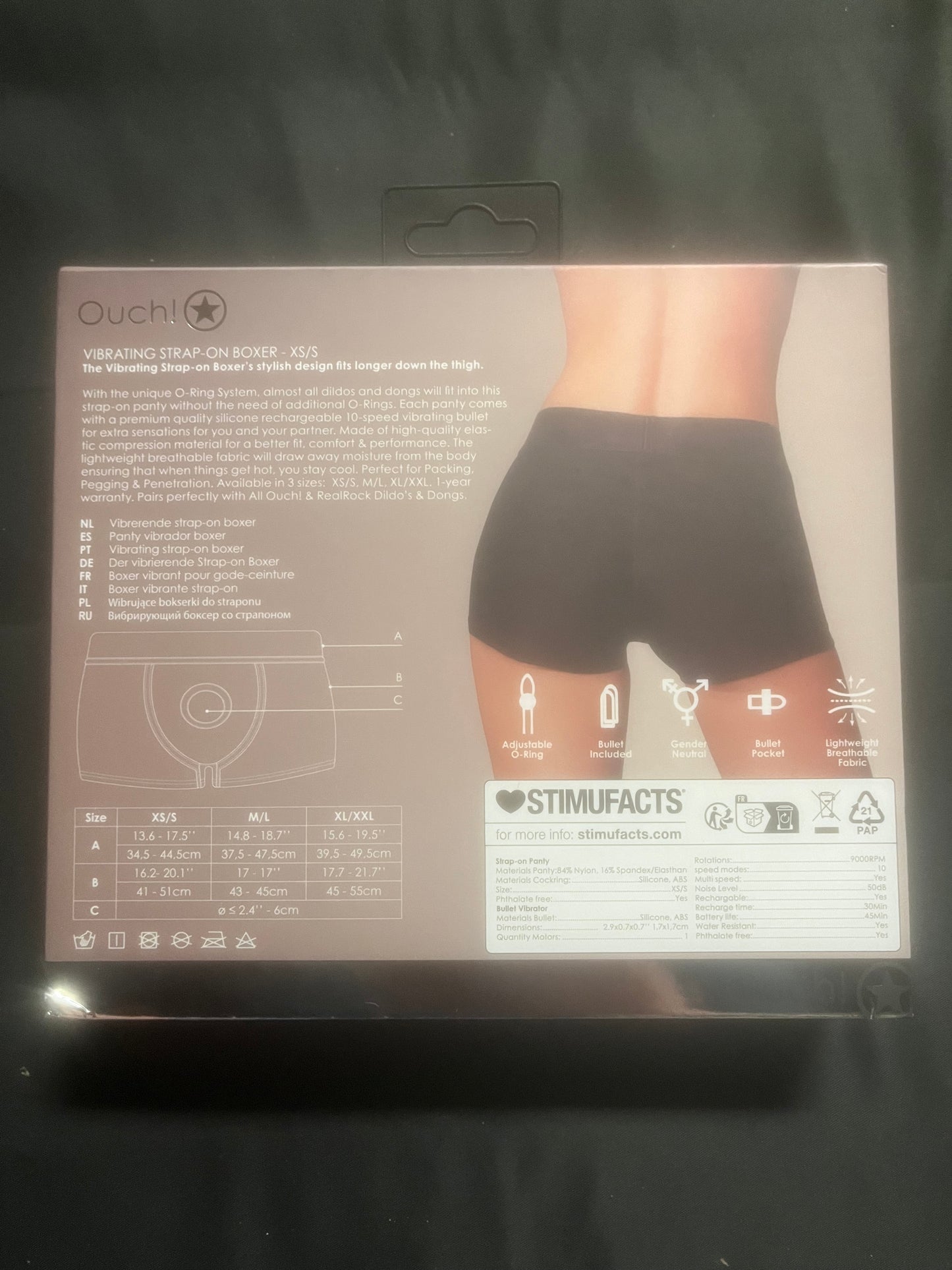 Ouch! Black Vibrating Strap-on Boxer