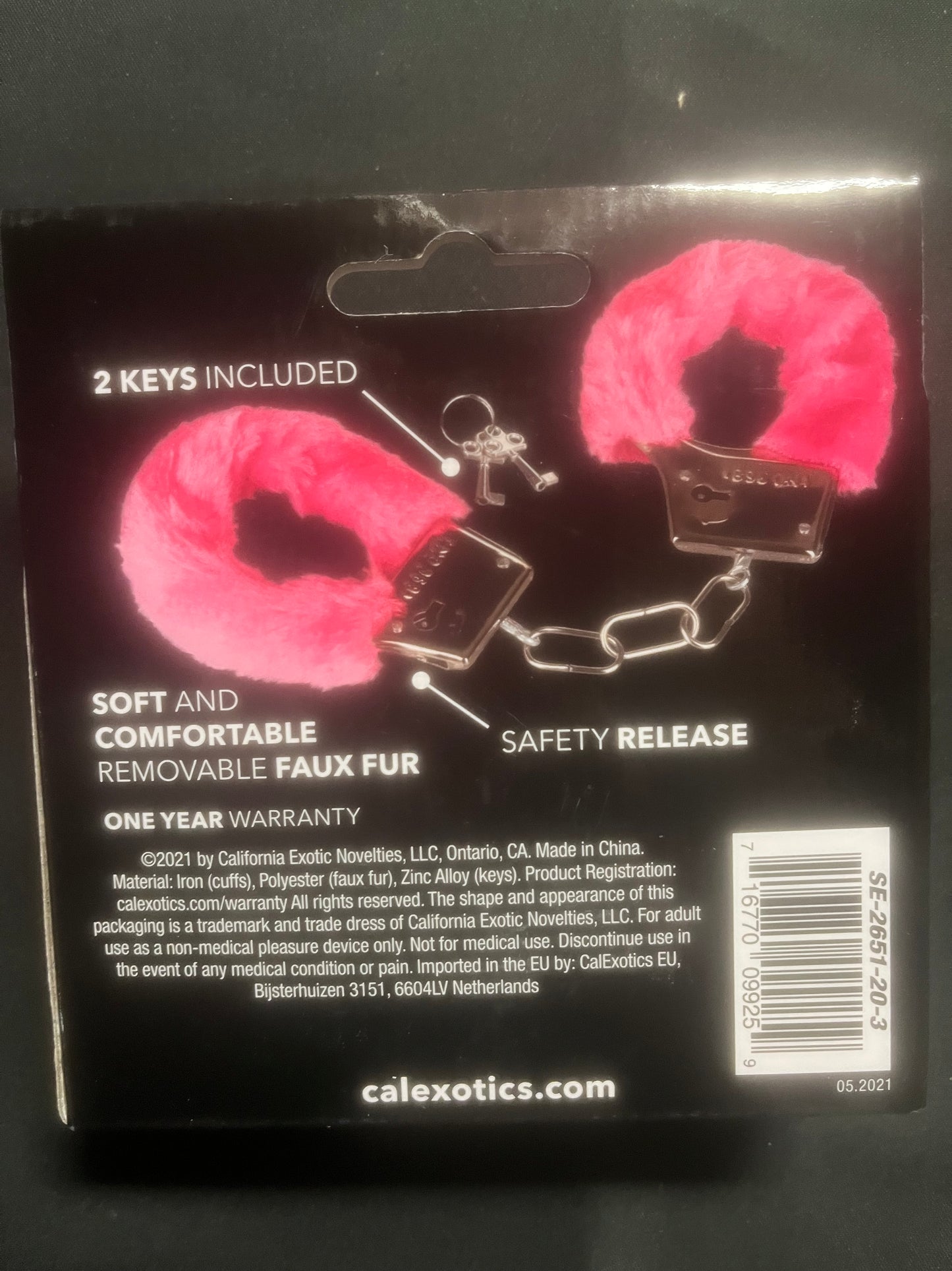 CalExotics Playful Furry Cuffs with Keys in Pink