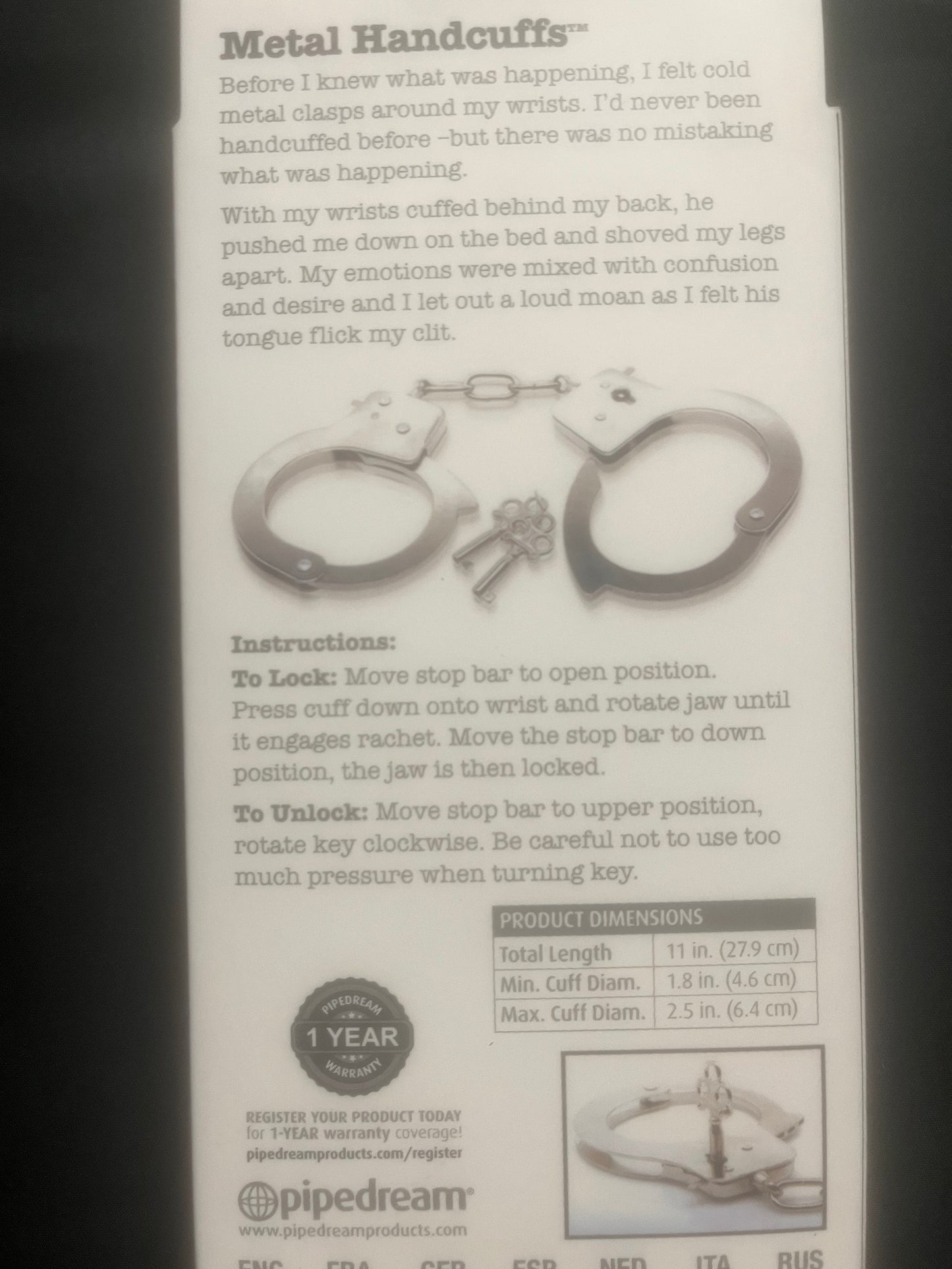 Pipedream Fetish Fantasy Ltd Metal Cuffs