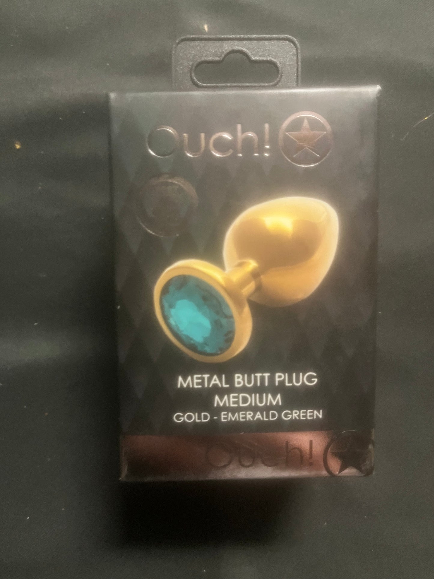 Ouch! Green Round Gem Gold Plug in Medium