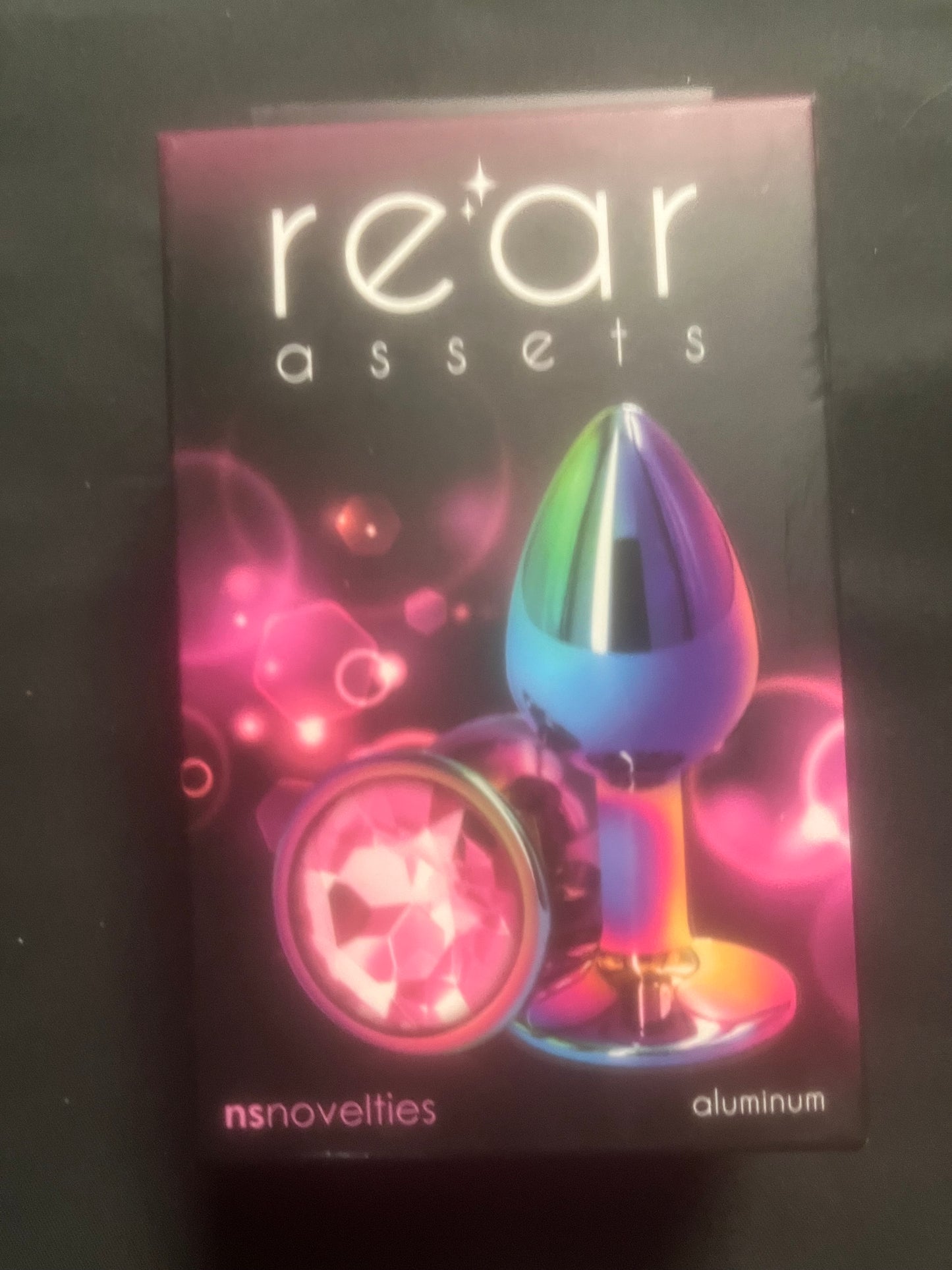 Aluminum Plug with Round Pink Gem in Multicolor