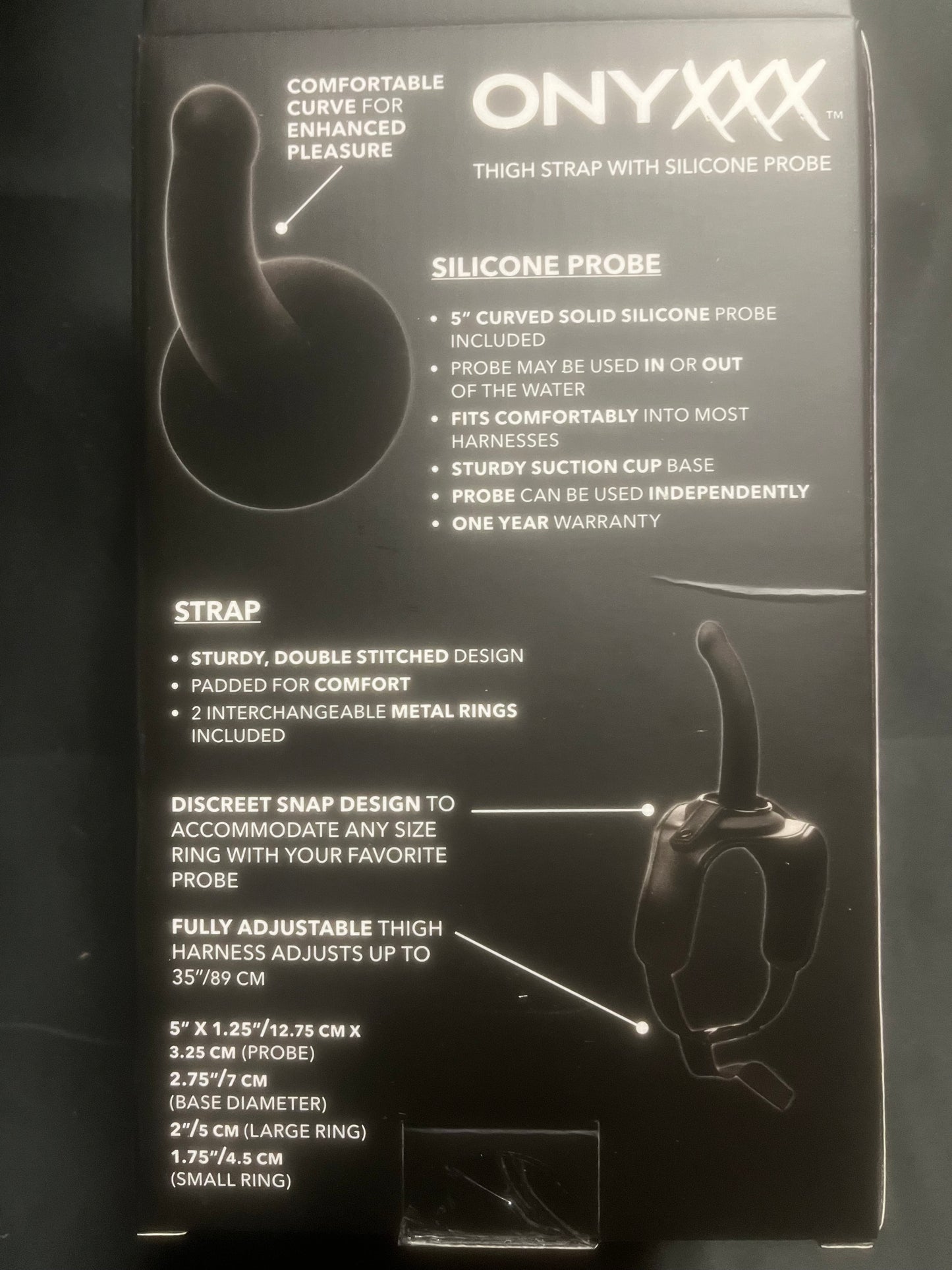 CalExotics Onyxxx Thigh Strap-On with 5 Inch Silicone Probe