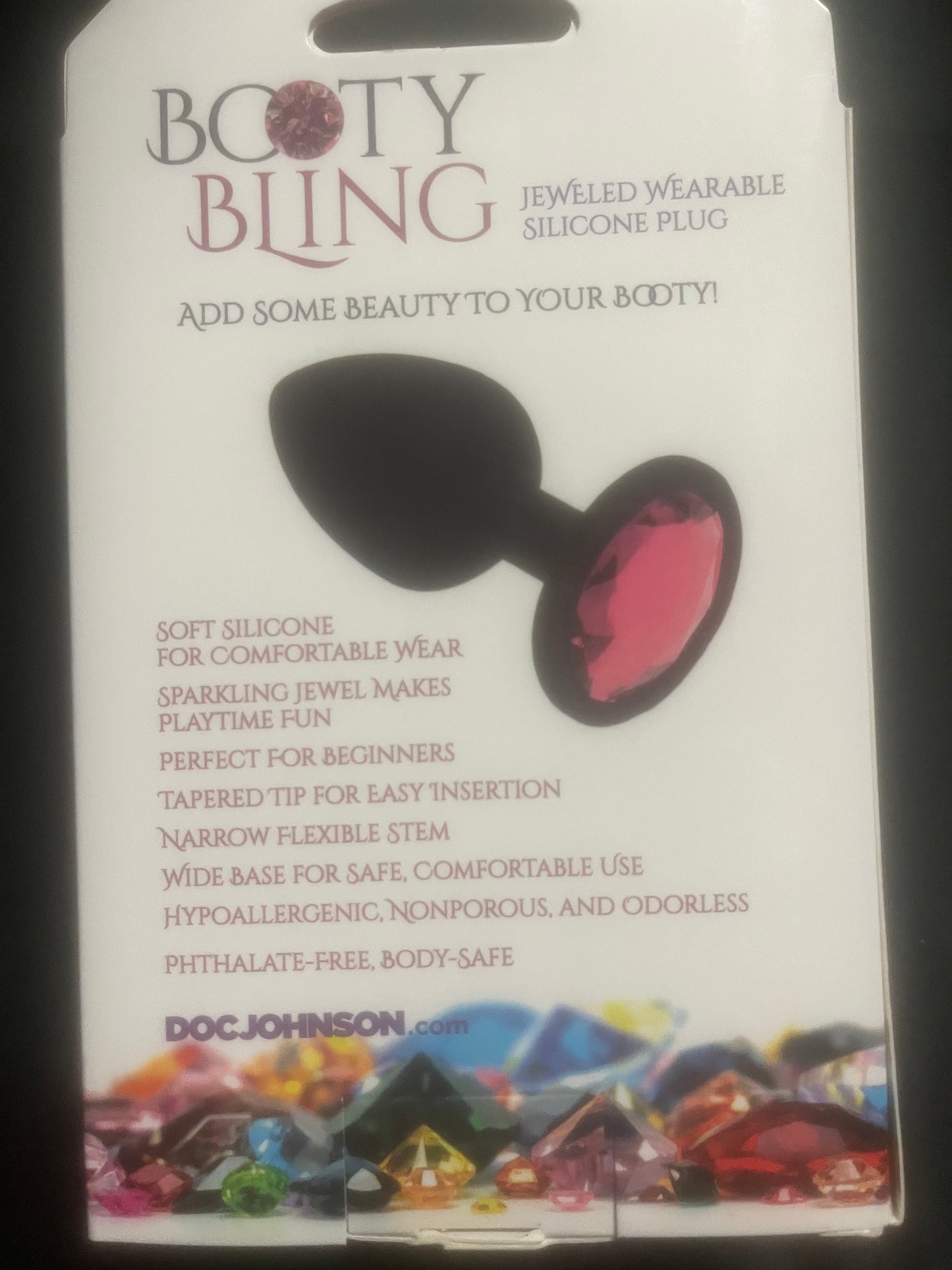 Doc Johnson Booty Bling Small Pink Jeweled Silicone Plug