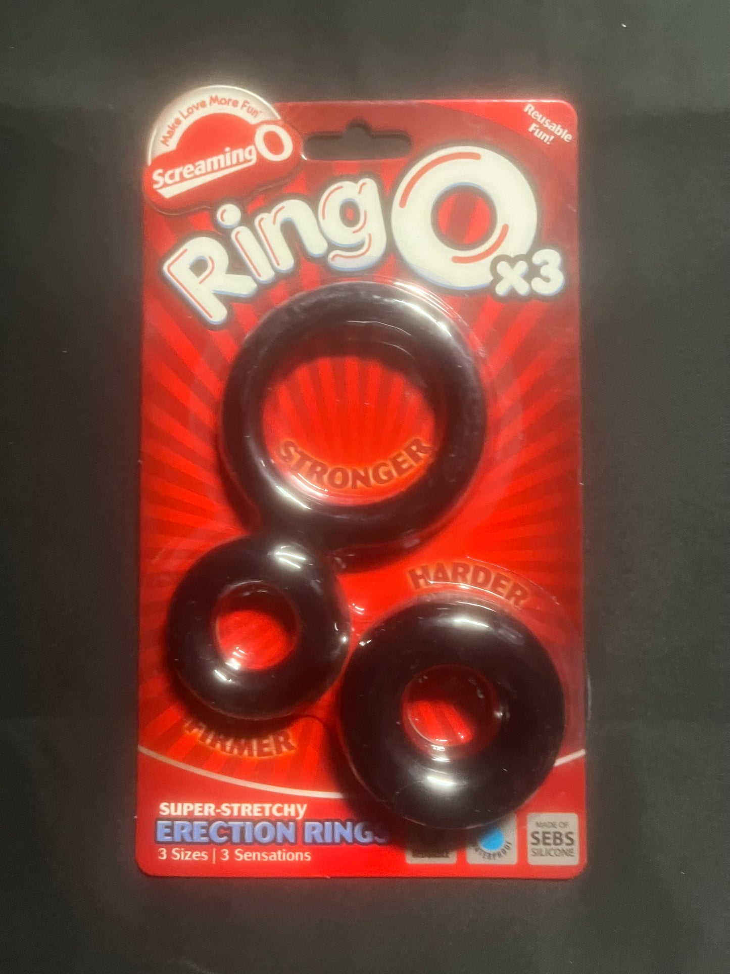 RingO X3 Super Stretchy Erection Rings in Black