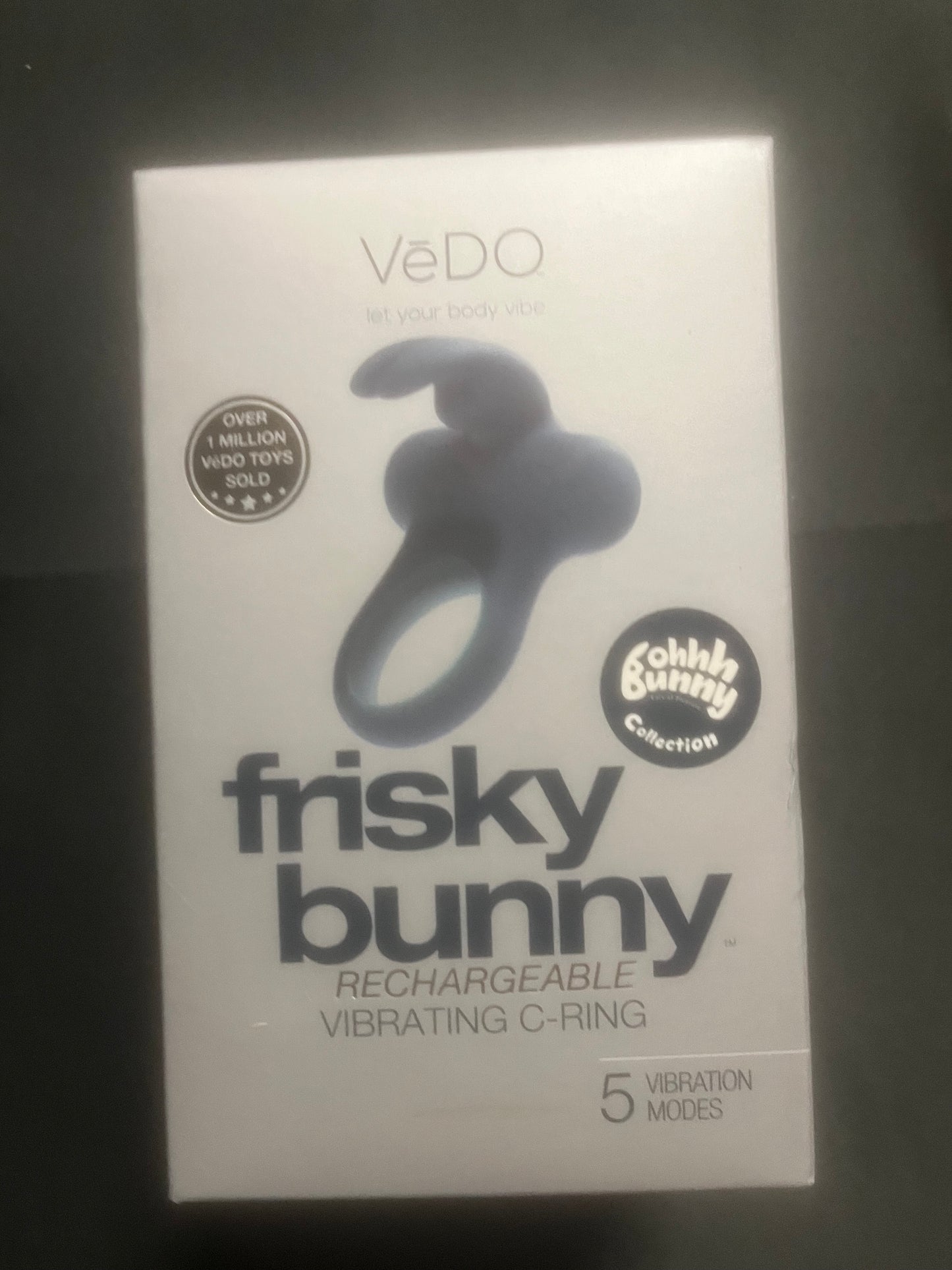 VeDO Frisky Bunny Vibrating Ring in Black Pearl