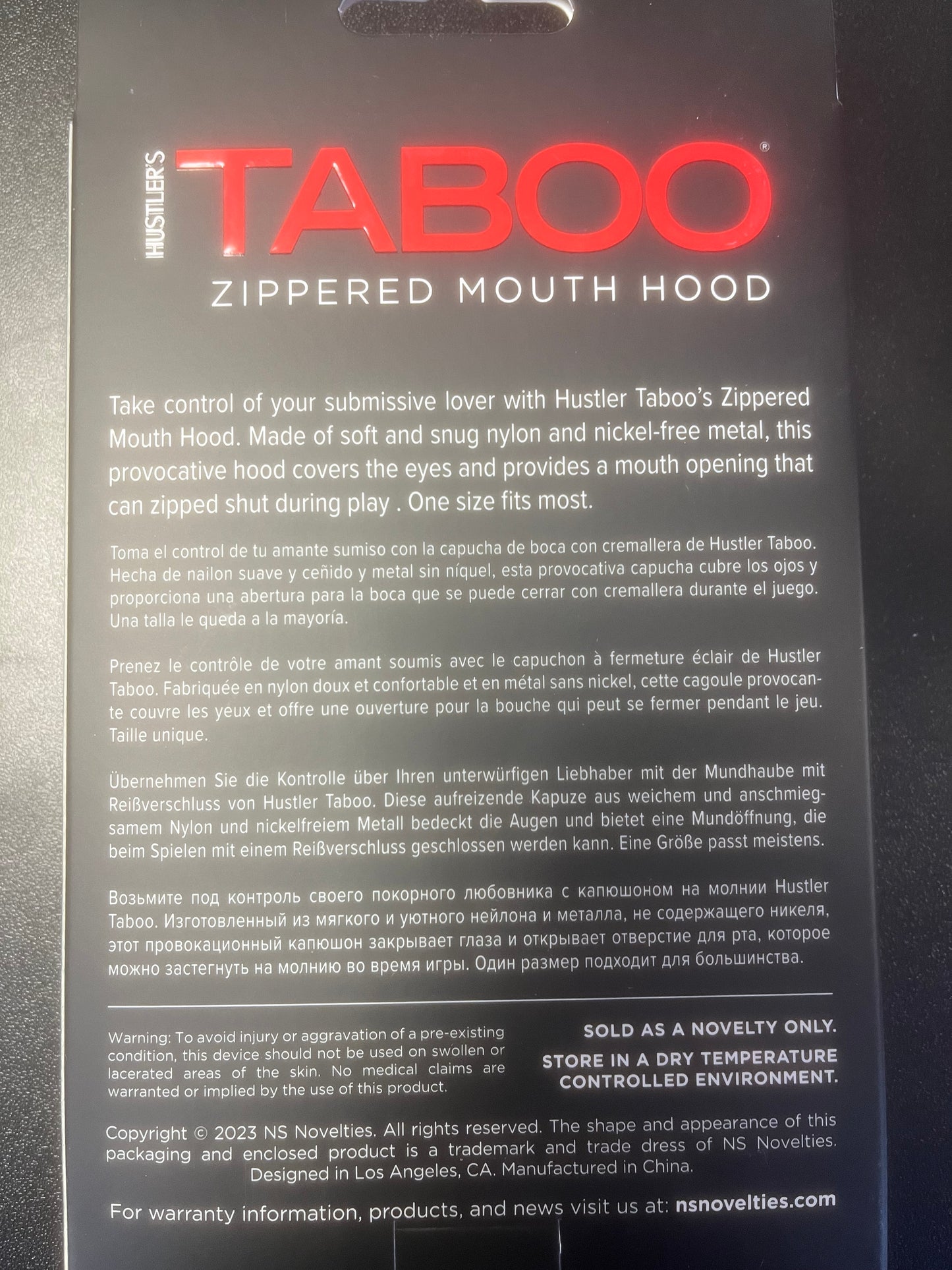 Hustlers Taboo Zippered Mouth Hood
