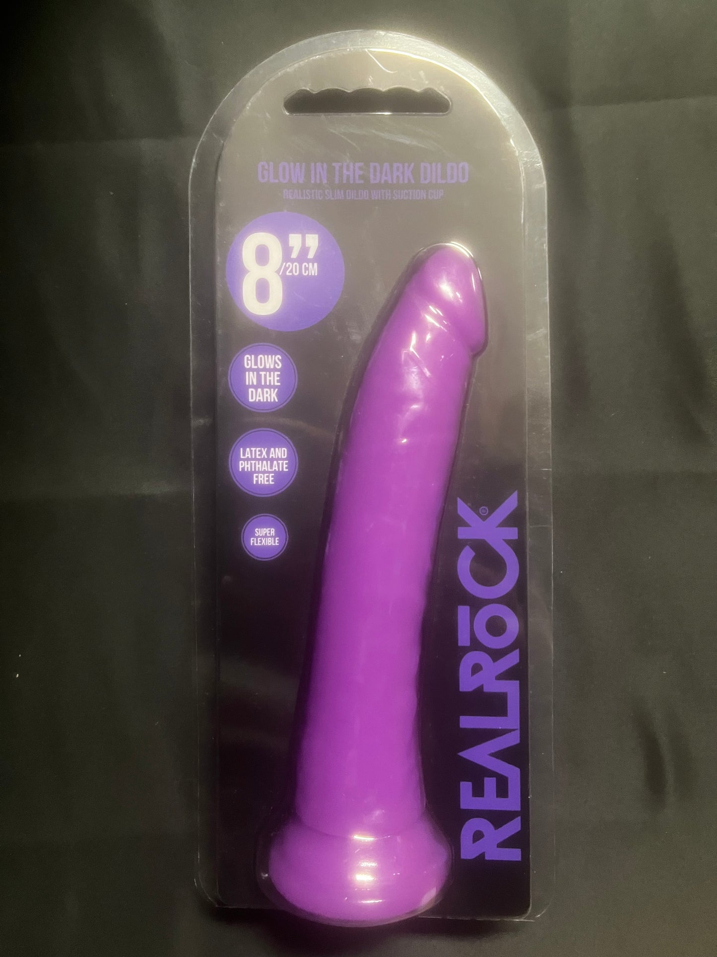 Shots Toys RealRock Glow In The Dark 8 Inch Slim Dildo
