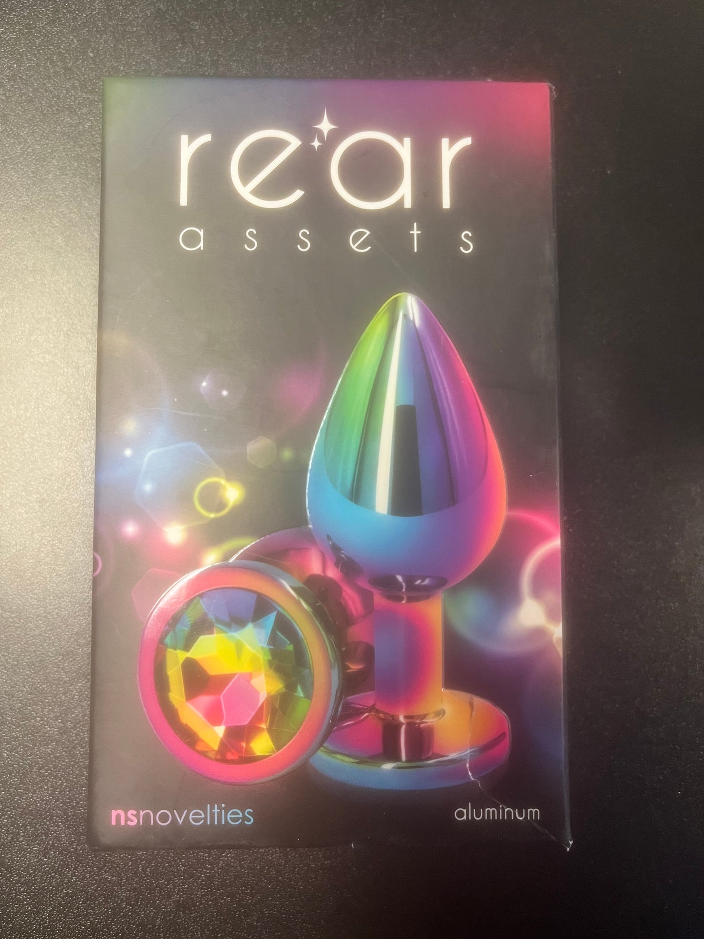 Medium Aluminum Plug with Rainbow Gem in Multicolor
