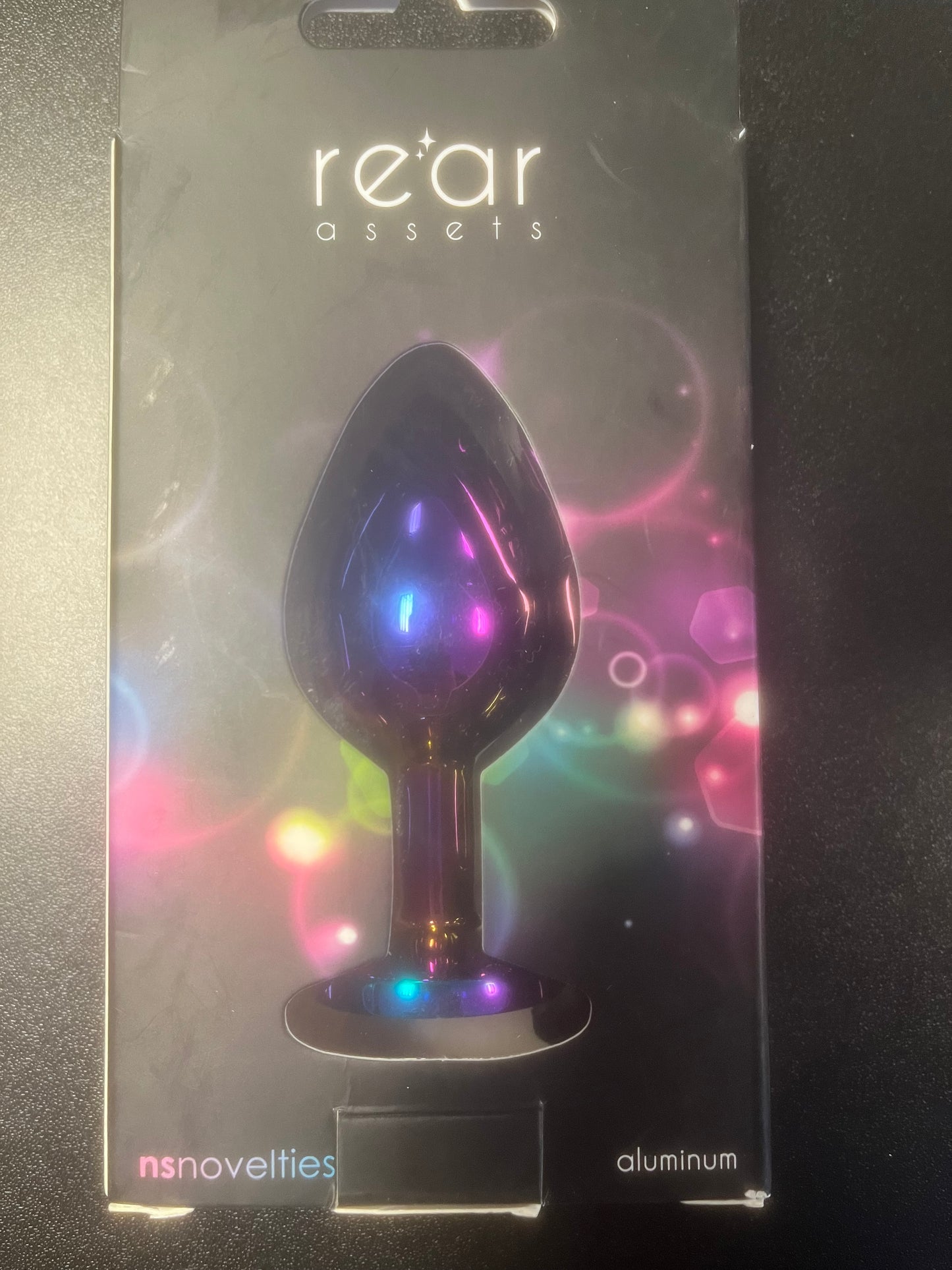 Medium Aluminum Plug with Rainbow Gem in Multicolor