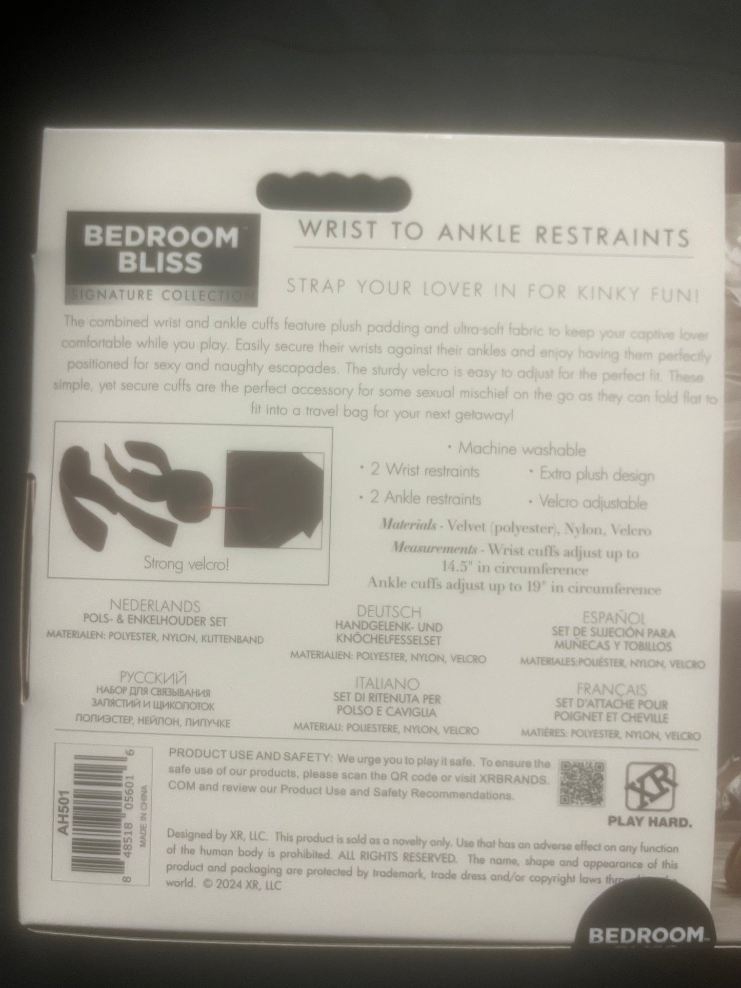XR-Brands Bedroom Bliss Wrist to Ankle Restraints