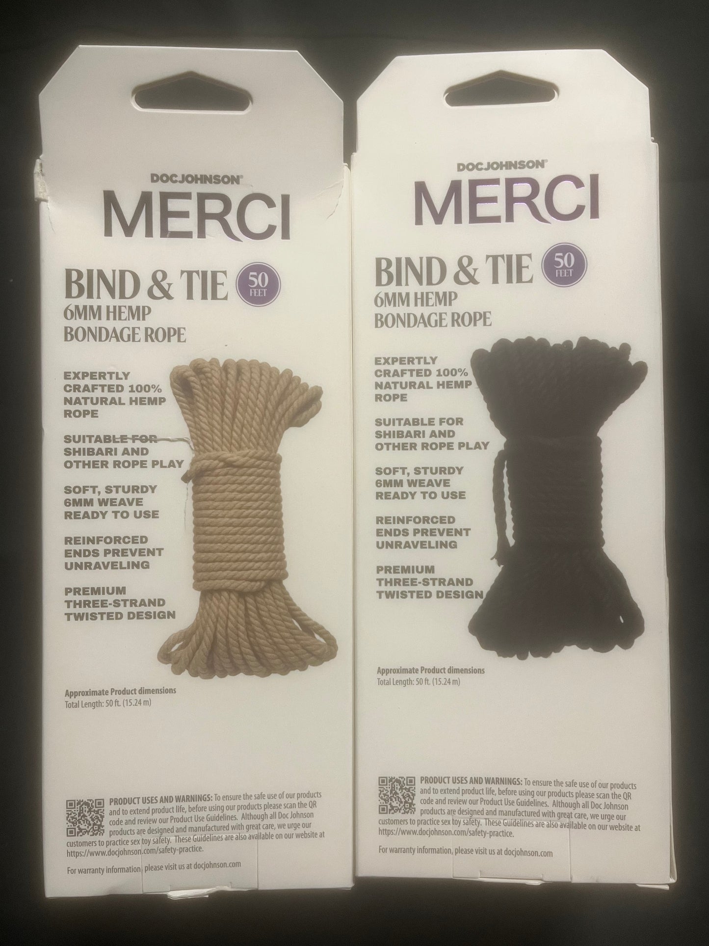 Doc Johnson Merci Bind & Tie Hemp 50ft Bondage Rope