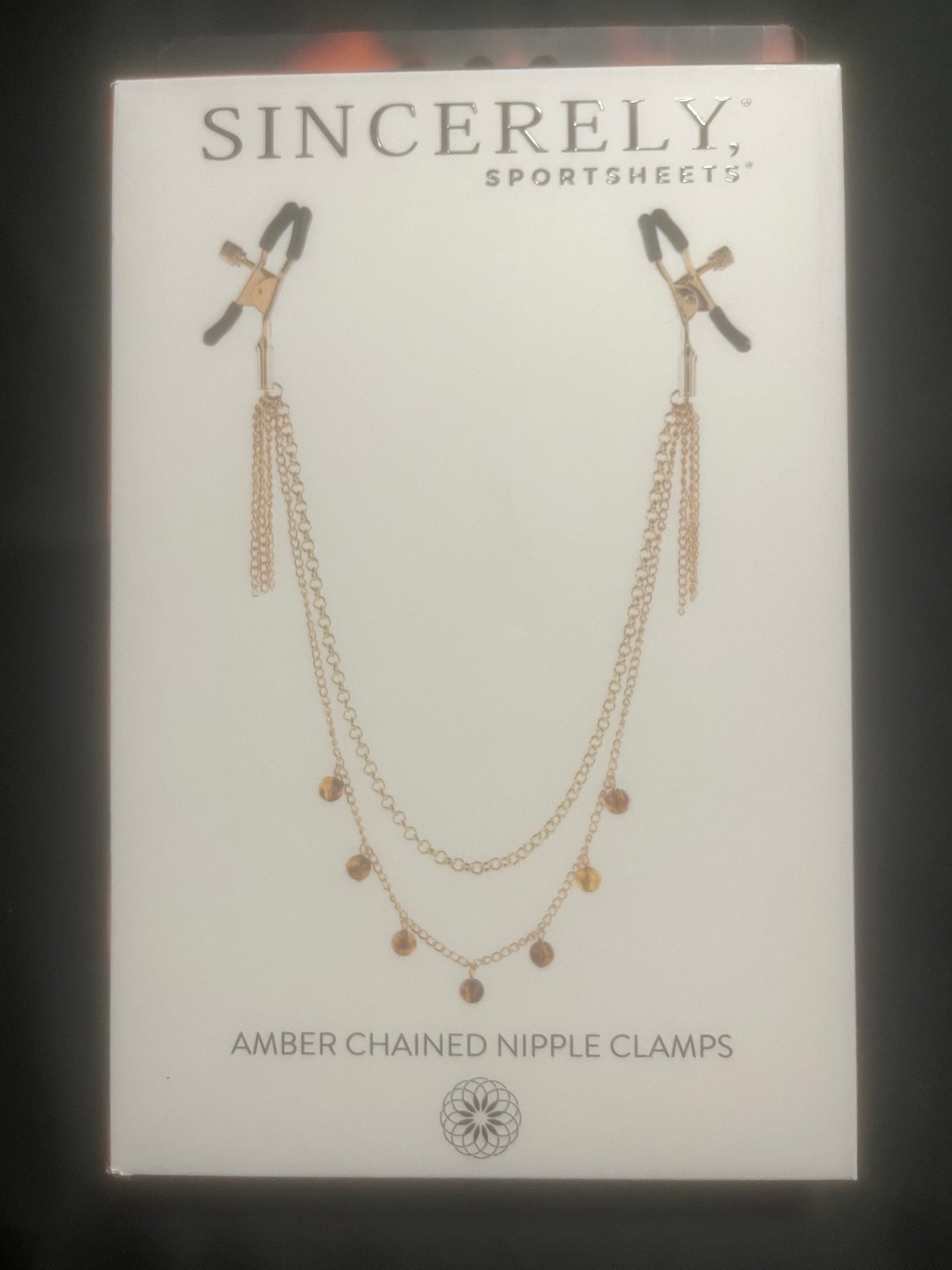 Sincerely Amber Chained Nipple Clamps by Sportsheets