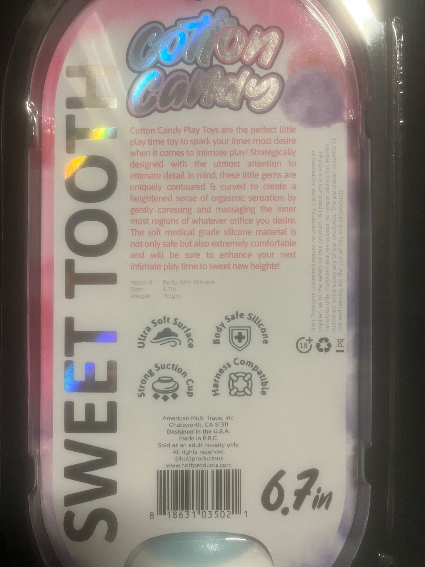Cotton Candy Sweet Tooth 6.7 Inch Dildo