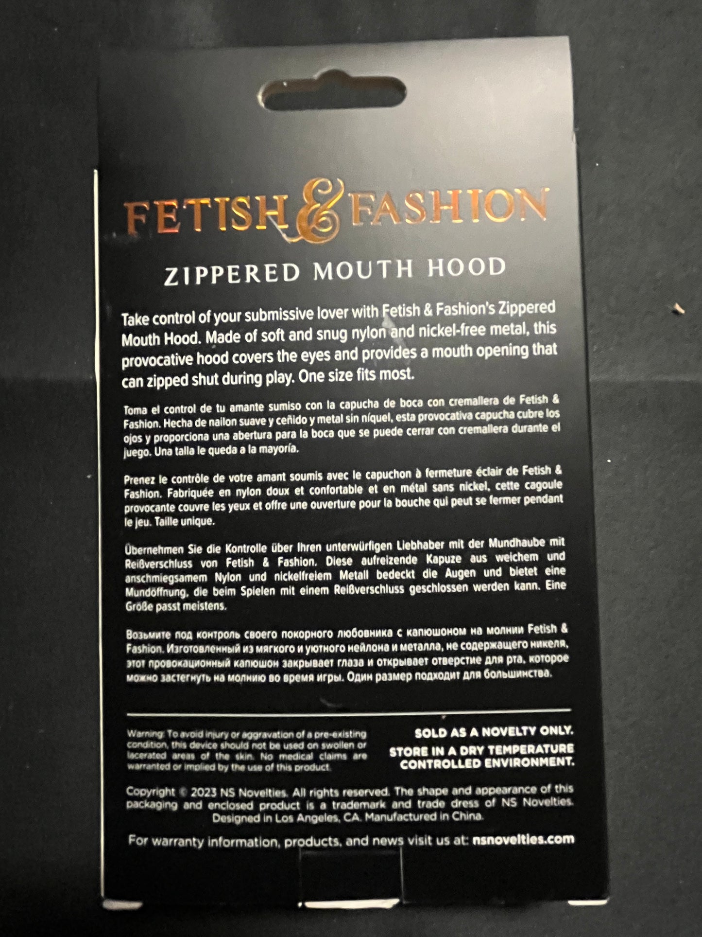 NS Novelties Fetish & Fashion Zippered Mouth Hood