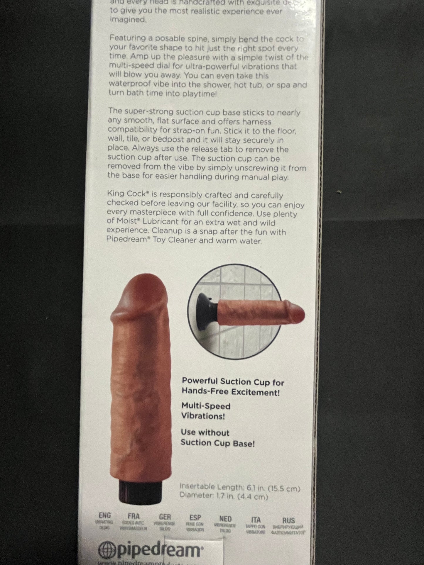PipeDream King Cock 6 Inch Vibrating Suction Dildo
