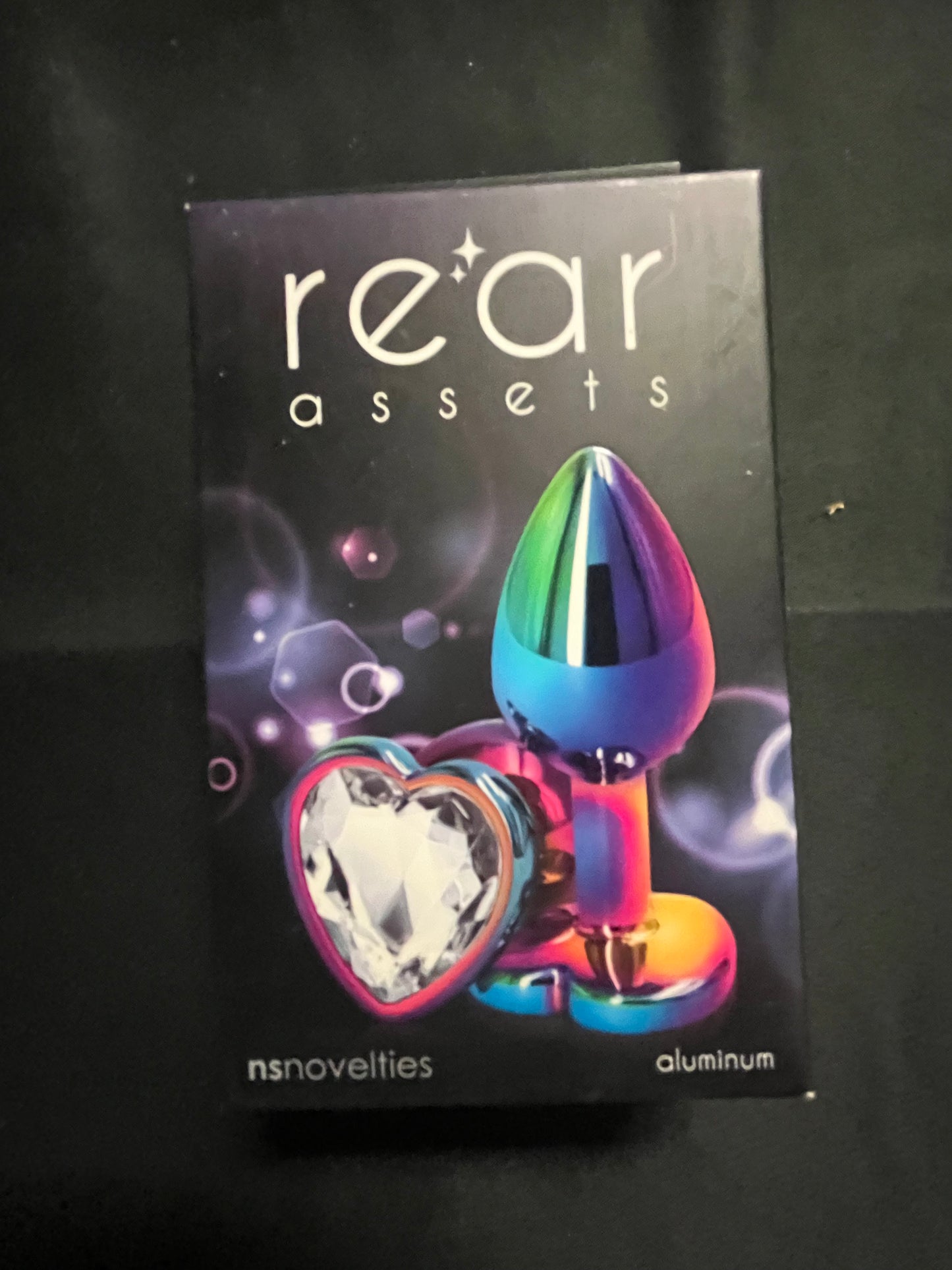 Small Aluminum Plug with Clear Heart Gem in Multicolor