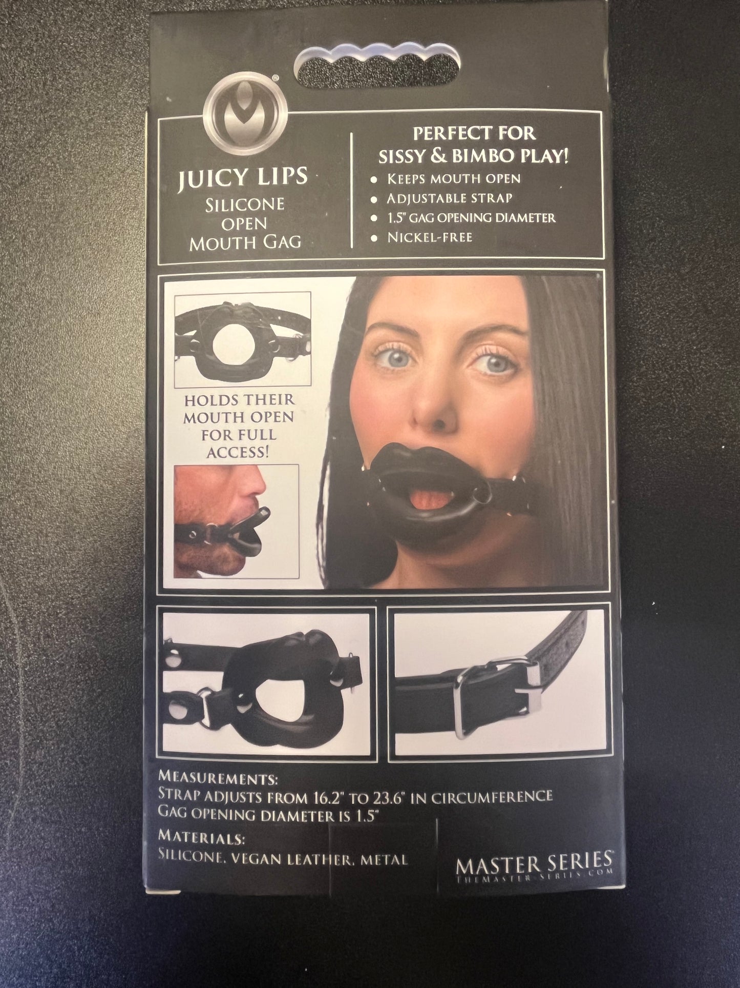 Master Series Juicy Lips Open Mouth Gag in Black