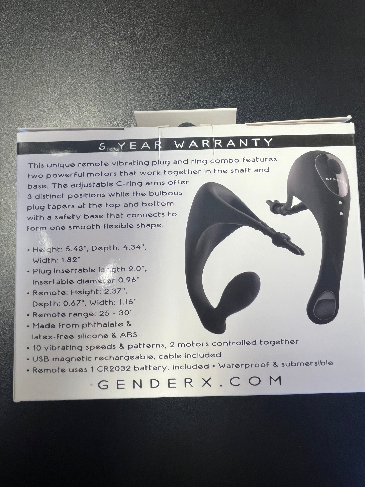 Evolved Novelties Gender X Back It Up Remote Plug and Ring Vibe
