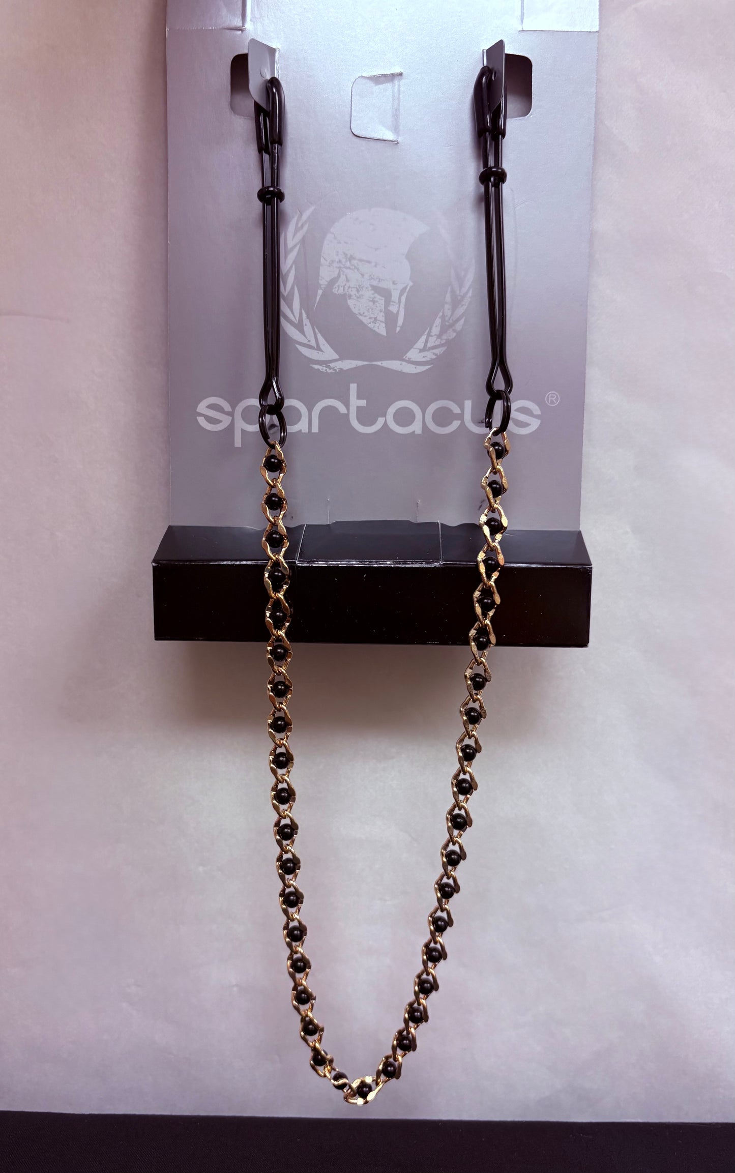 Spartacus Black Tweezer Nipple Clamps with Beaded Chain