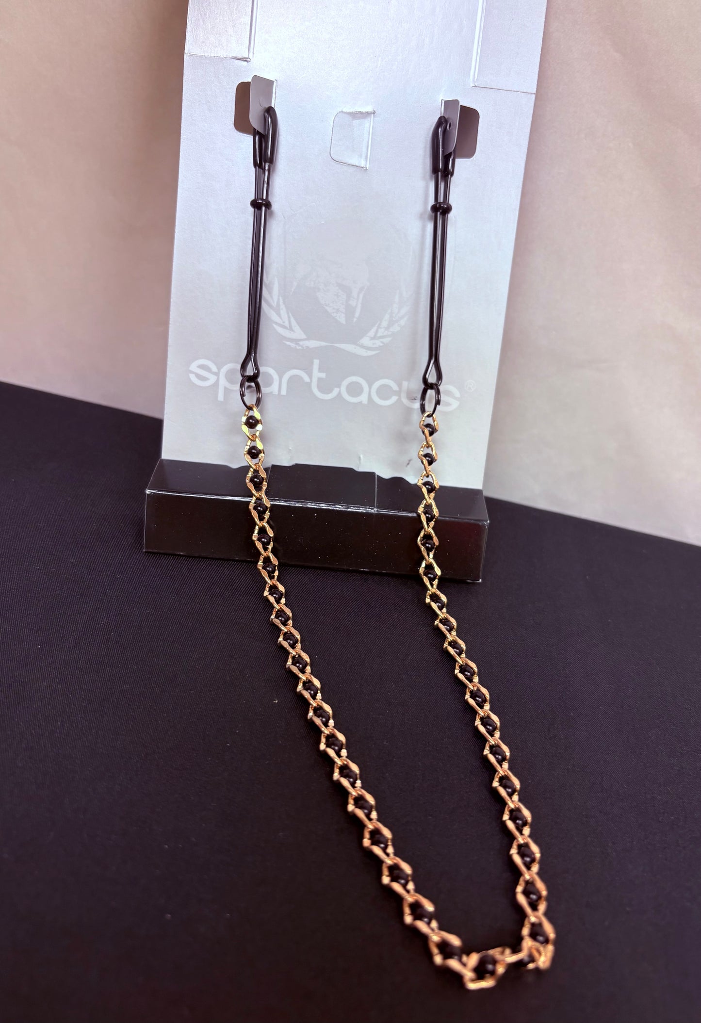Spartacus Black Tweezer Nipple Clamps with Beaded Chain