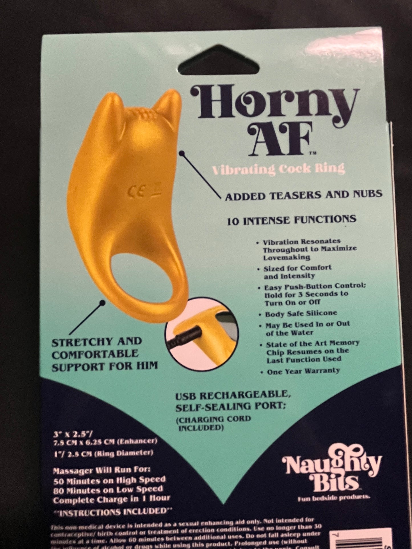 CalExotics Naughty Bits Horny AF Vibrating Cock Ring