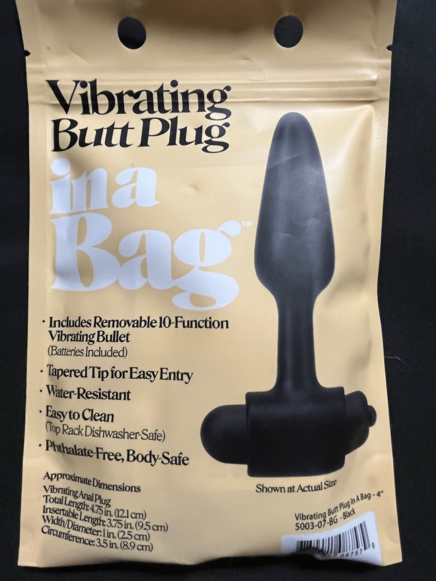Doc Johnson 4 Inch Vibrating Butt Plug In A Bag