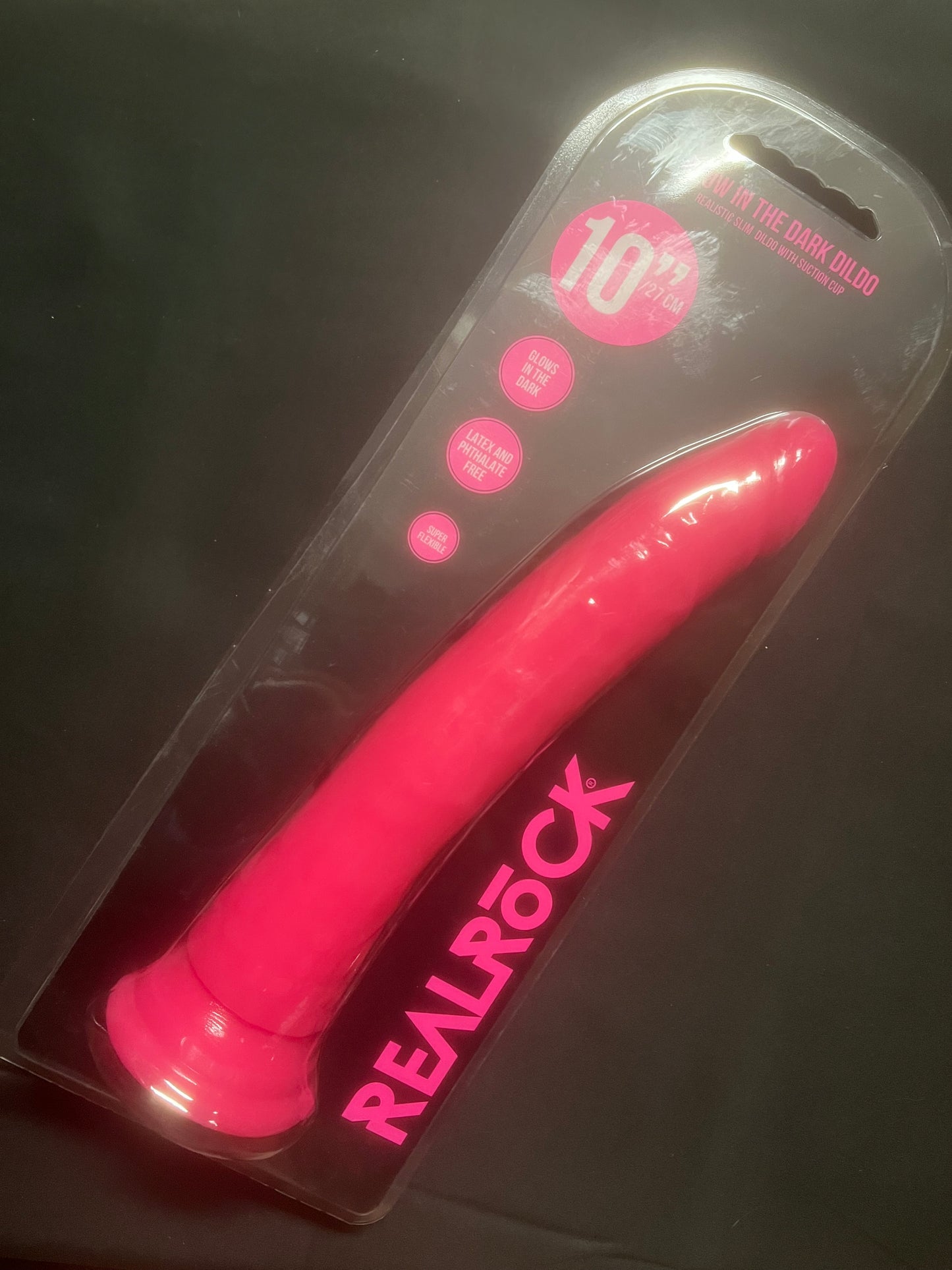 Real Rock 10" Glow in the Dark Dildo with Suction Cup