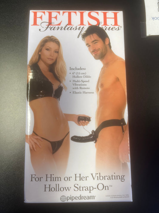Pipedream Fetish Fantasy Hollow Vibrating Strap-On in Black