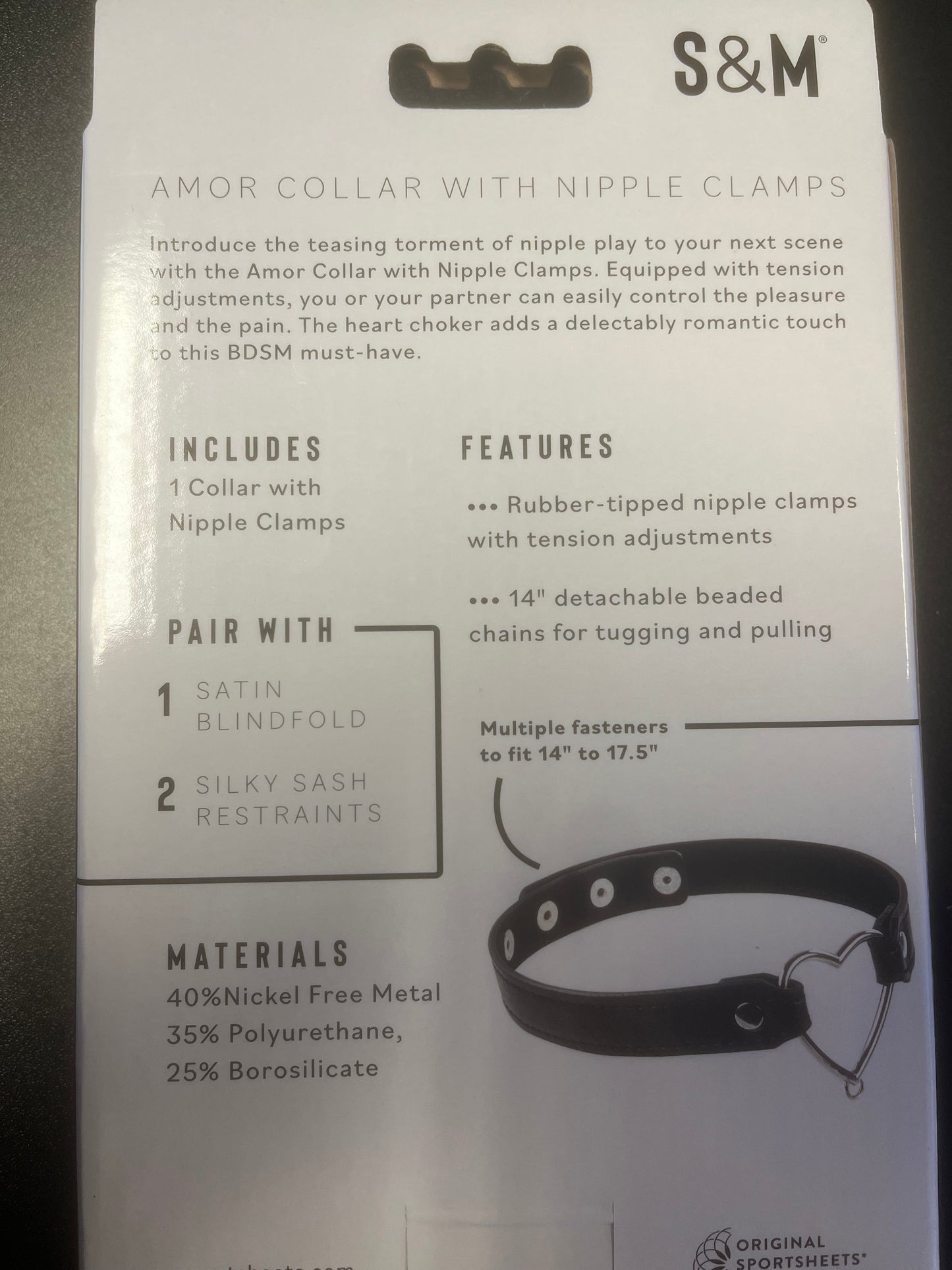 Sex and Mischief Heart Collar and Nipple Clamps