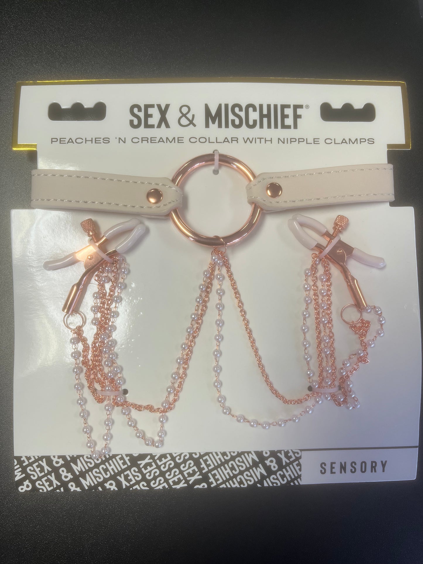 Sex and Mischief Peaches and Cream Me Collar and Nipple Clamps