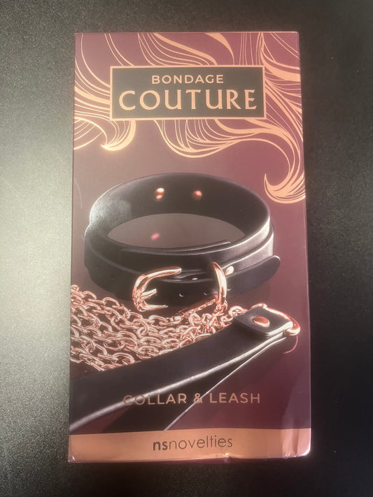 NS Novelties Bondage Couture Collar and Gold Leash