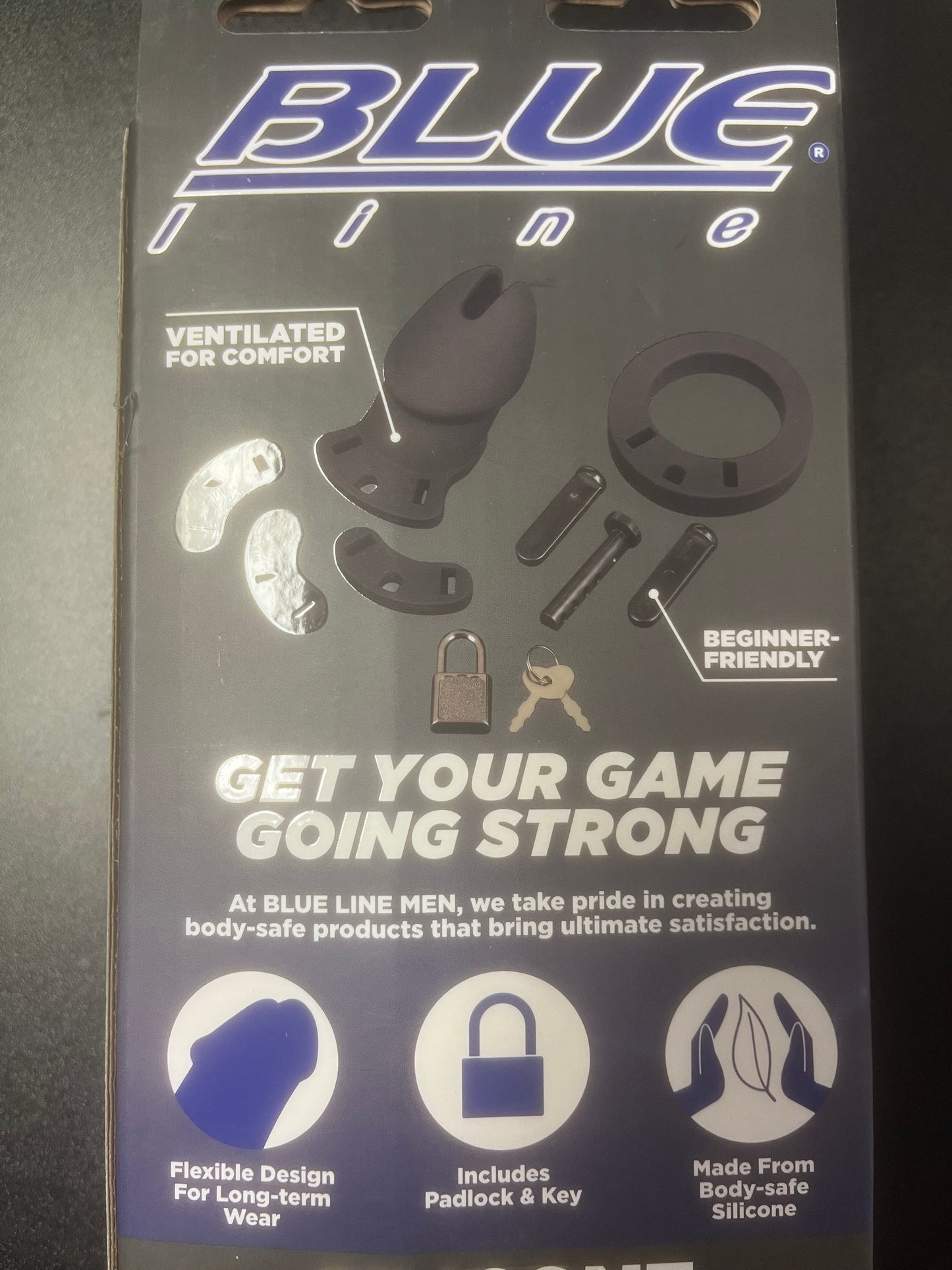 Blue Line Silicone Chastity Cage with Lock