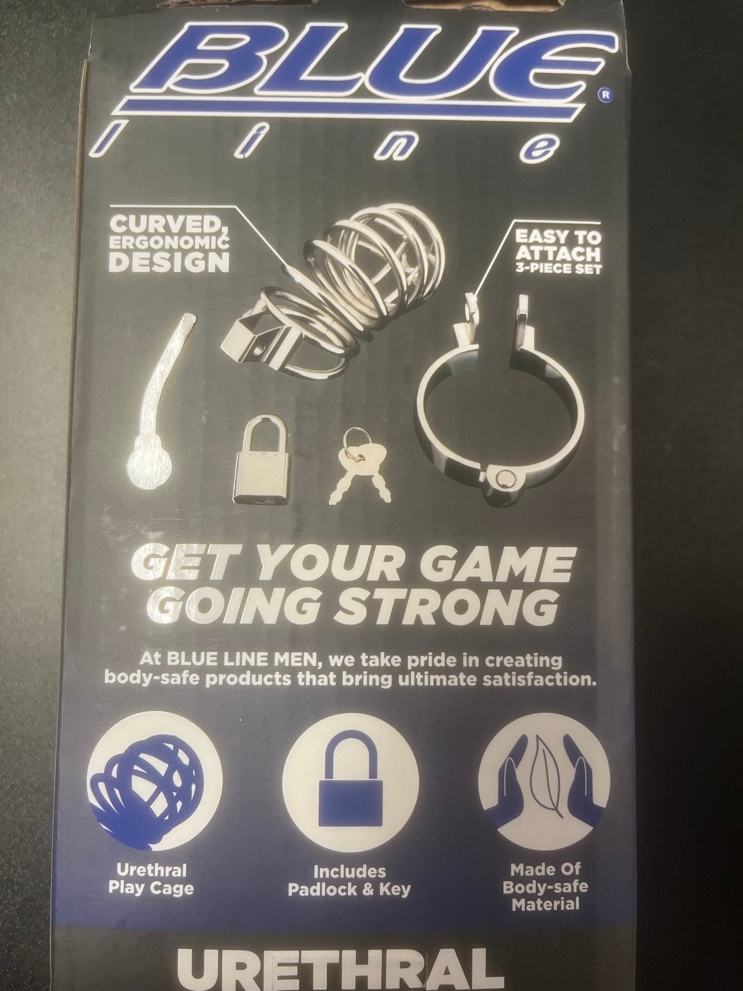 Blue Line Urethral Play Chastity Cage
