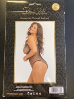 Rene Rofe Undone See Through Black Bodysuit OSXL