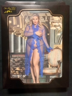 Delicate Lace Long Robe in Blue