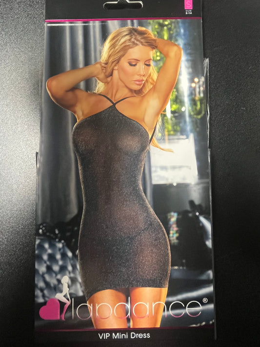 LapDance VIP MINI DRESS Black Shimmer One SIze  LC-3-BK