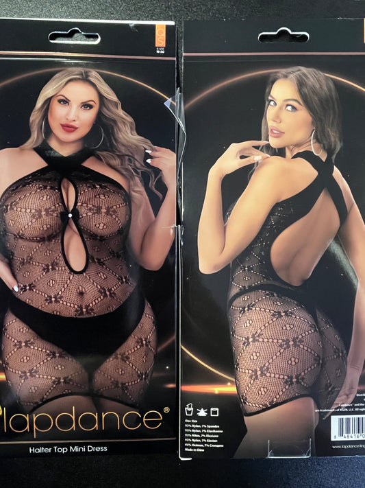 Lapdance Black Halter Top Mini Dress LC122