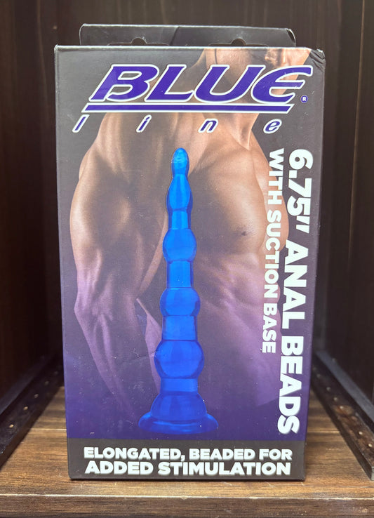 Blueline Men 6.75 Inch Anal Beads With Suction Base