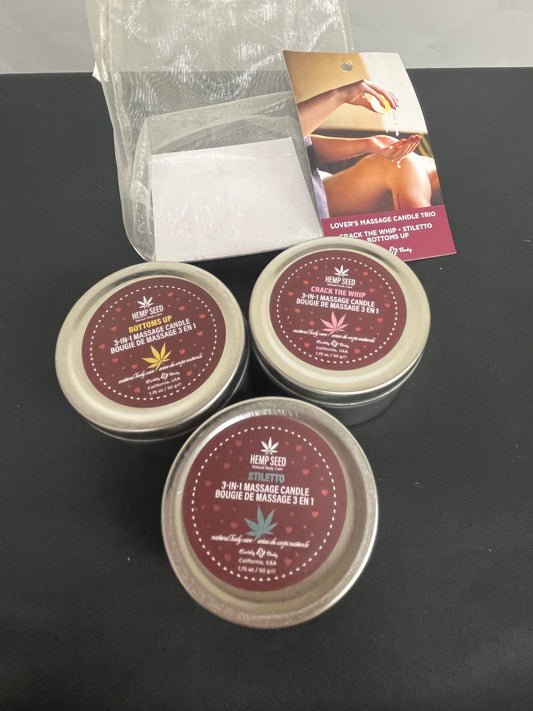 Earthly Body Lover's 3-in-1 Massage Candle Trio in 3 x 1.75oz/50g