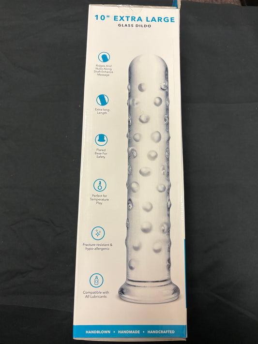 Glas 10" Extra Large Nubby Glass Dildo