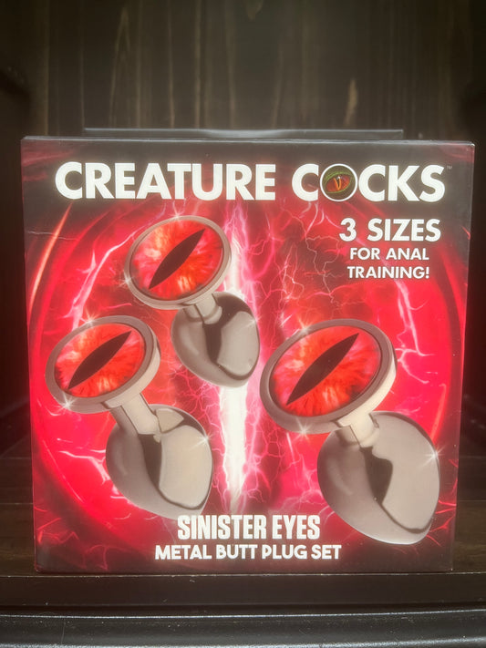 Creature Cocks Sinister Eyes Metal Butt Plug Set