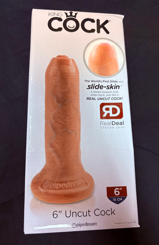 King Cock 6 Inch Slide-Skin Uncut Cock