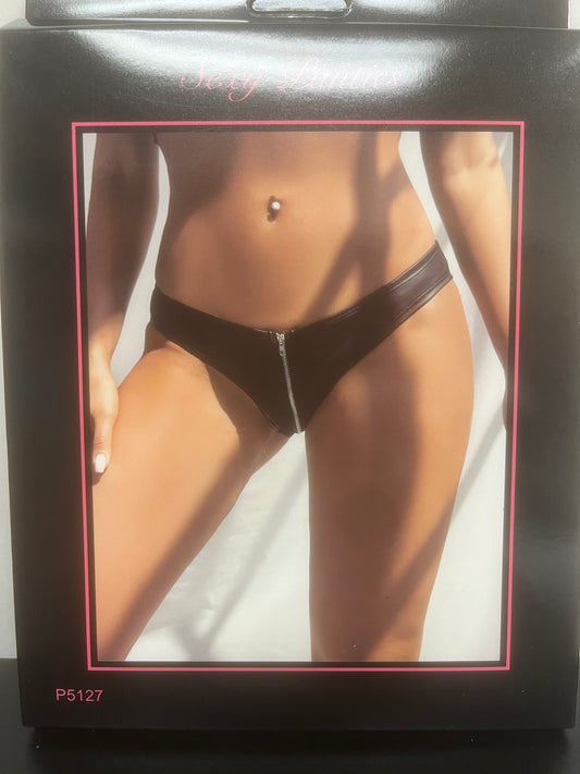 Sexy Leather Panties with Zipper